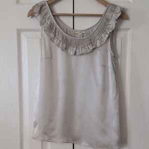 J. Crew Silver Satin Ruffle Top